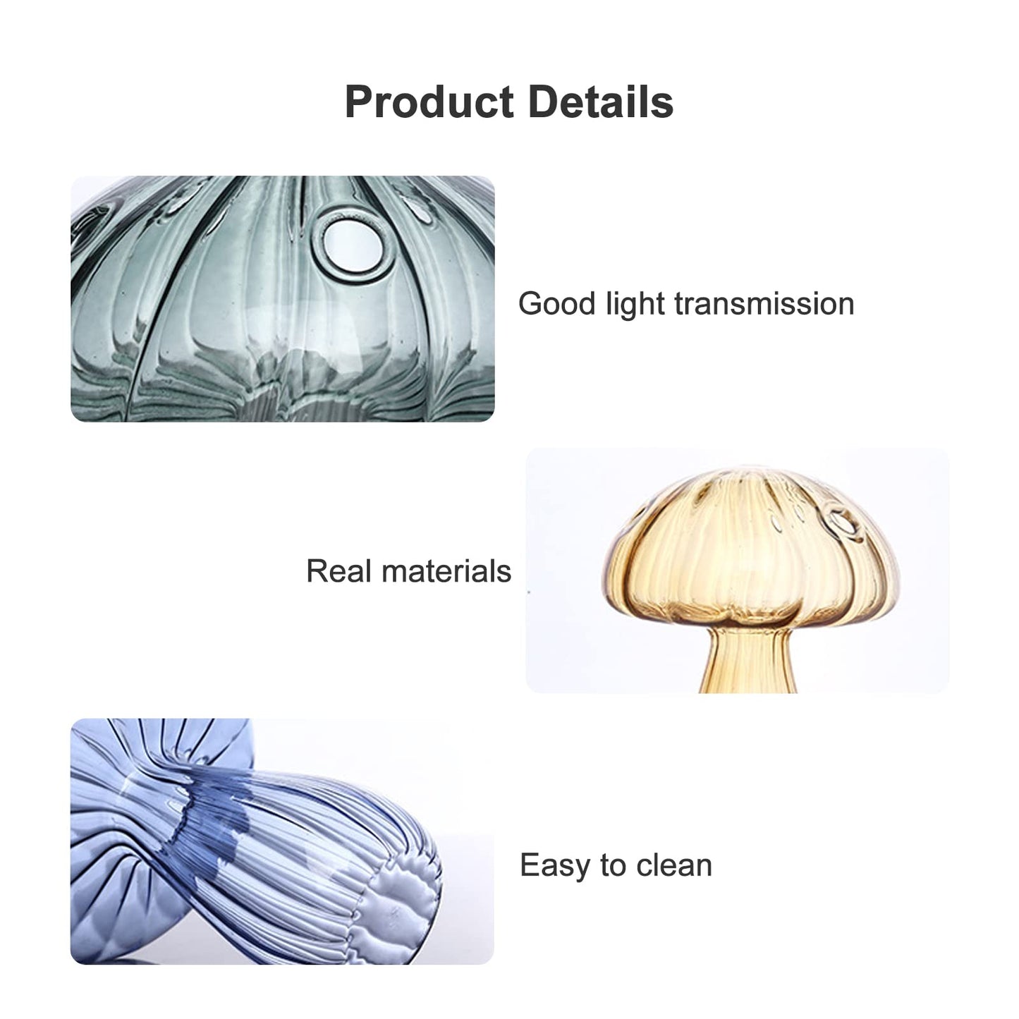 PRTECY 1Pcs Mushroom Glass Vase Creative Mushroom Flower Vase Planters Hydroponic Container Vases for Plants Home Dorm Garden Decor