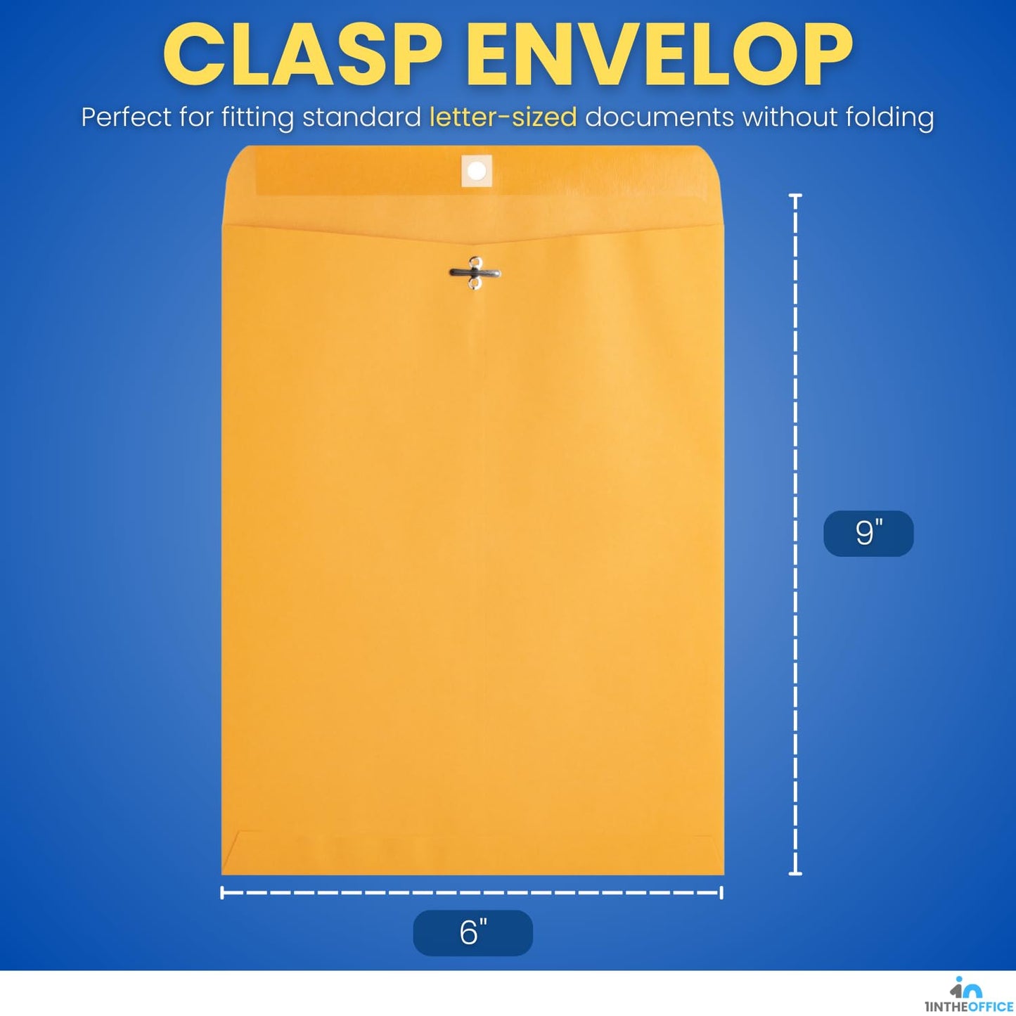 1InTheOffice Brown Envelopes 6x9, Manilla Envelopes with Clasp, Gummed Flaps, 100/Box