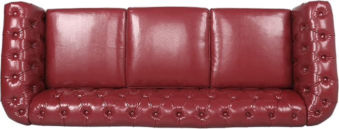 LEVNARY Chesterfield Sofa, Classic Tufted Upholstered Leather Couch, Modern 3