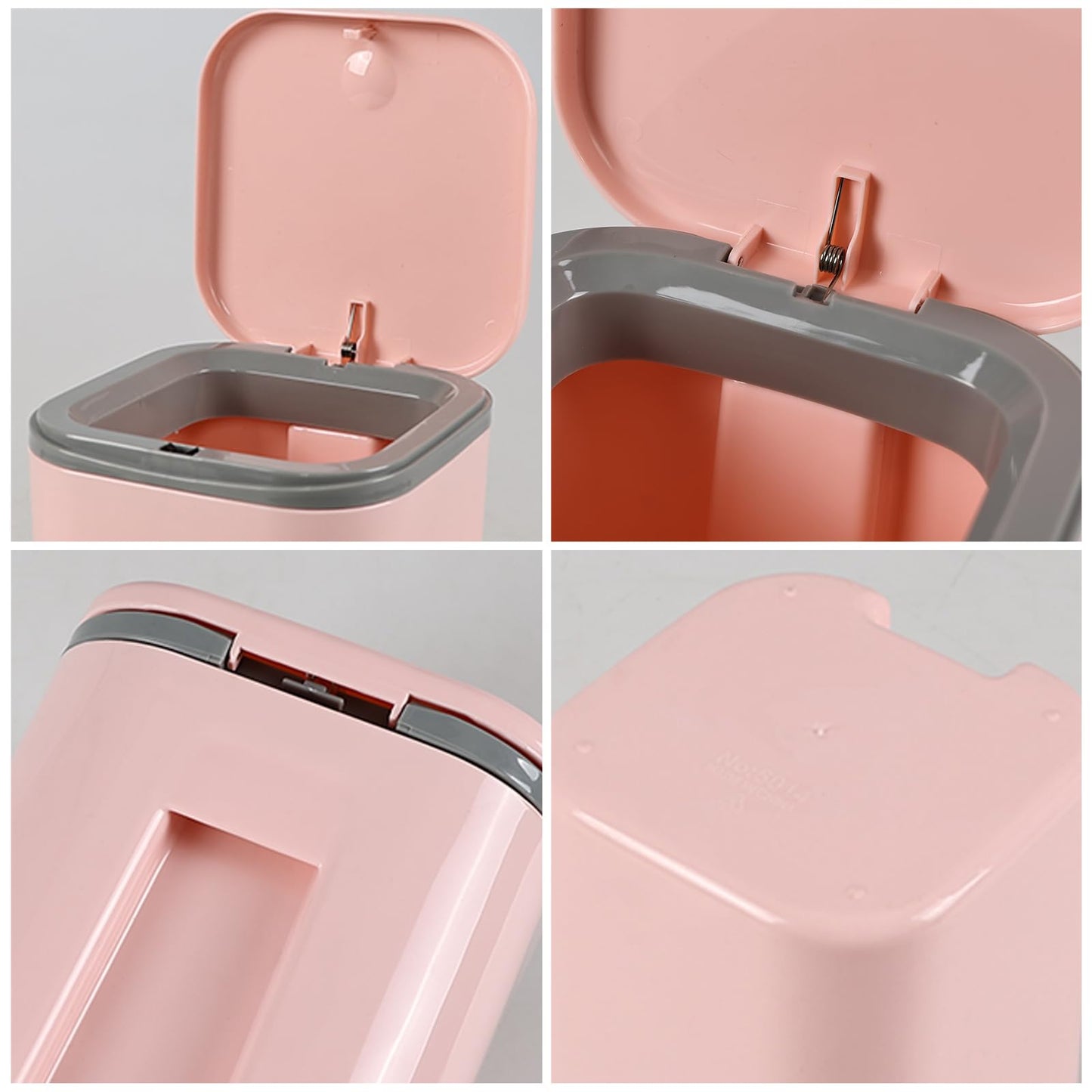 Yesdate Mini Desk Trash Can Press Type Lid, 2 L/0.5 Gallon Tiny Countertop Waste Basket, Plastic Covered Garbage Bin for Desk Top, Pink