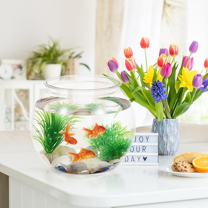 VOSAREA Mini Plastic Fish Bowl 3 Gallon Decorative Small Bubble Bowl, Unbreakable Aquarium Fish Tank for Party Centerpiece Decorations