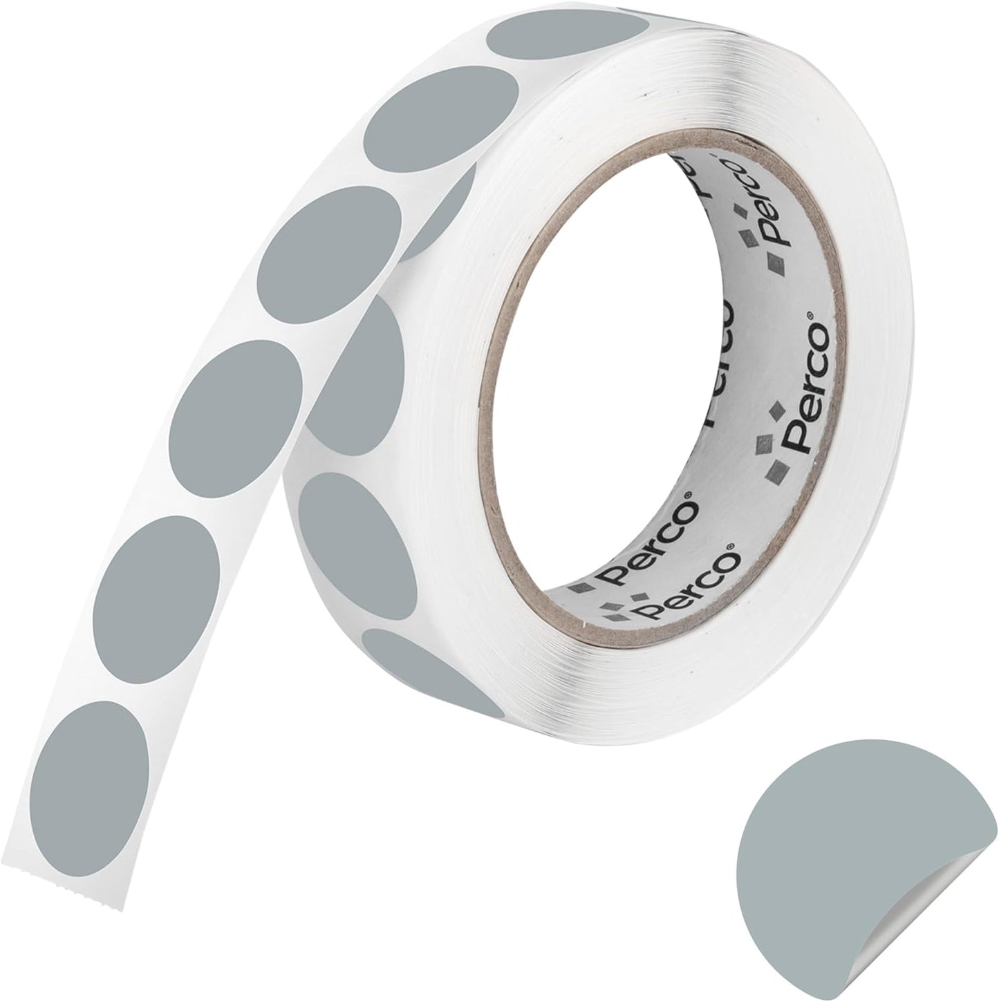 Perco Grey 1-Inch Round Circle Dot Sticker Labels with Removable Adhesive – 1,000 Labels per Roll – Versatile, Vibrant Colors, Reliable Hold, No Residue, Perforated for Convenient Use – Made in USA