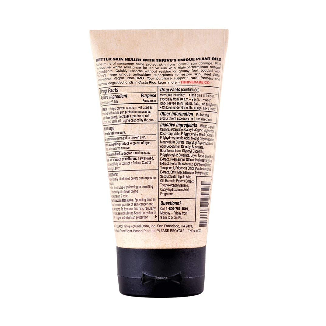 Thrive Natural Care Reef Safe Sunscreen SPF50 - Hawaii 104 Reef Act Compliant - Mineral Sunscreen Non-Nano Zinc Oxide - Vegan, (5.8 Oz (Pack of 1))