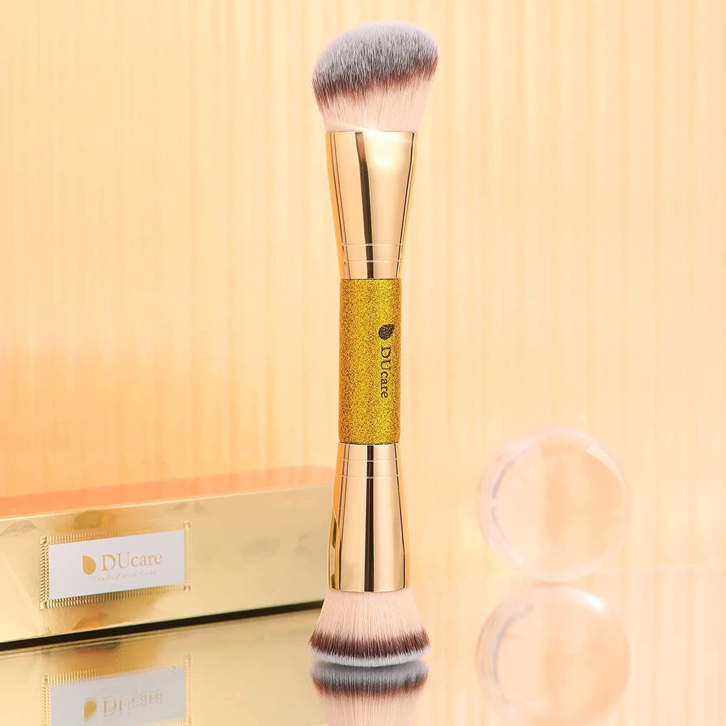 DUcare Foundation Brush Contour Bronzer Makeup Brush Double Ended Self Tanner Brush Sculpting Brush for Blending Liquid Powder Concealer Cream Cosmetics Blush Buffe