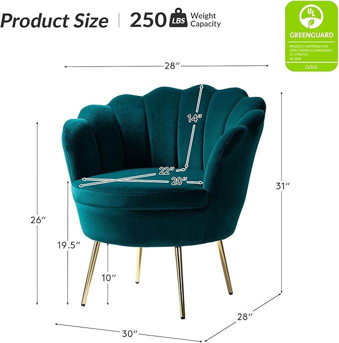 HULALA HOME Modern Velvet Accent Chairs Set of 2