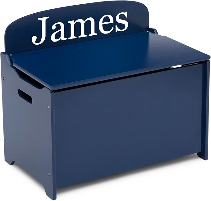 Delta Children Personalized MySize Deluxe Toy Box, Deep Blue