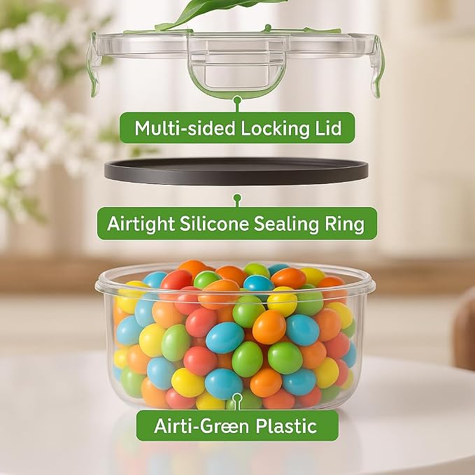 RockBerry 33 Containers with Large Food Storage Containers with Lids Airtight- Stackable Kitchen Bowls Set, Small Box-BPA Free Leak proof Plastic Boxes-Microwave safe