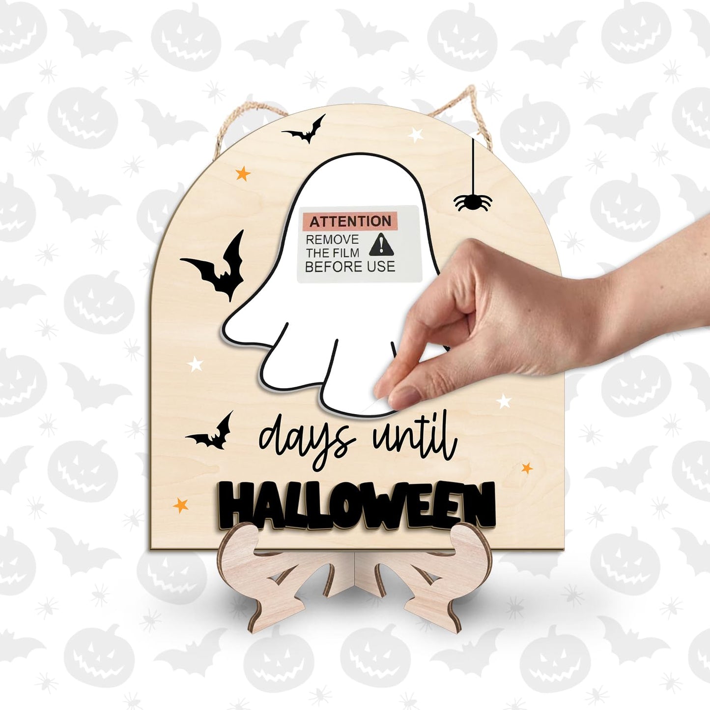 Reusable Days Until Halloween Dry Erase Board Sign for Kids Activities, Halloween Countdown Advent Wall Tabletop Decor Home Classroom Sign, Ghost Theme Decorations Indoor Tiered Tray (Marker Included)