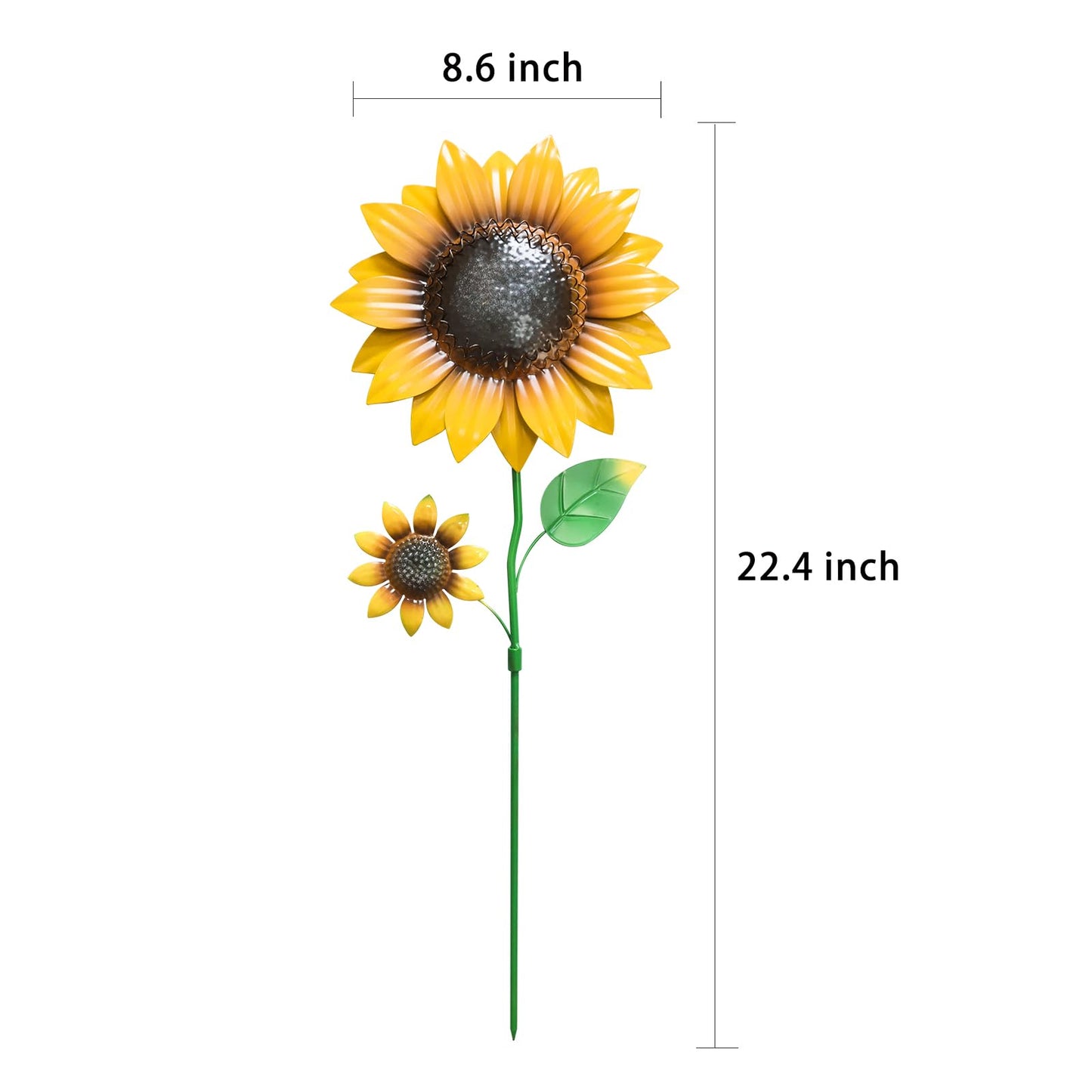YEAHOME Garden Decor for Outside, 2 Pack 22.4“ Sunflower Garden Stakes Spring Decor, Metal Flowers with Shaking Head Yard Art for Outdoor Yard Lawn Patio Decoration
