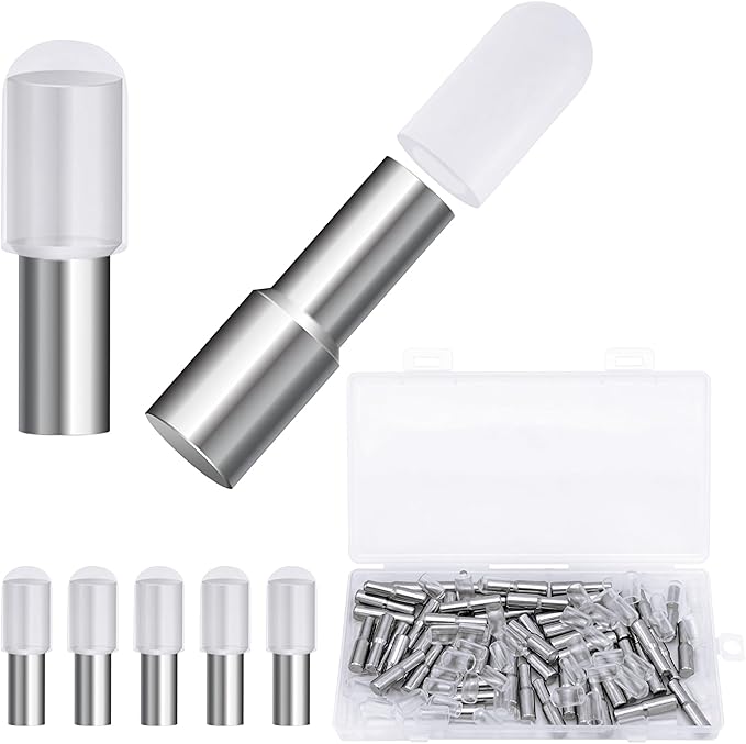 58 Pcs Shelf Pegs Pins, 5mm 1/4 Inch Dual Diameter Metal Shelf Support Pegs