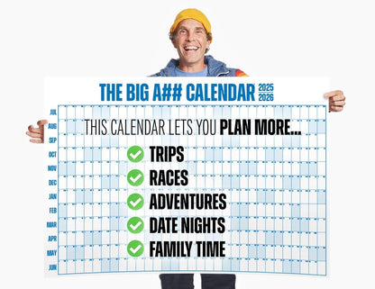 The Big A## Calendar Mid-Year Wall Planner – July to June Dry-Erase – Includes 1 Markers & 100 Labels – Lightweight, Easy to Hang Yearly Planner – Plan Goals & Adventures – Gray, 4’x3’