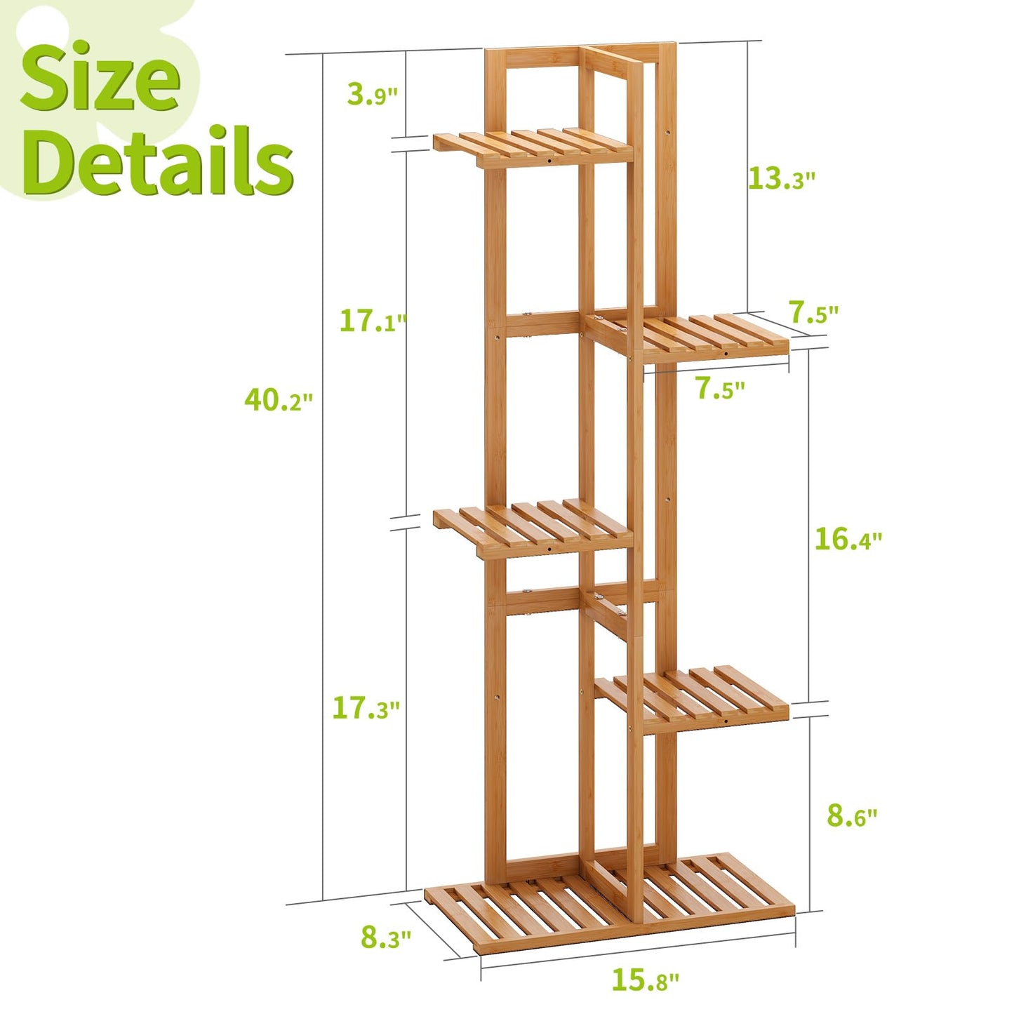 BMOSU Bamboo Plant Stand for Indoor Outdoor Plants Corner Tall Plant Shelf 6 Potted Holder Shelf Plant Rack Holder Display Rack(Natural)