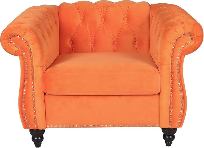 Mid-Century Sofa Chair, Velvet Accent Chair