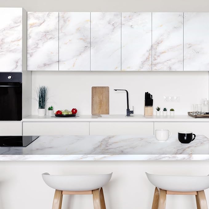 rabbitgoo Marble Contact Paper for Countertops, Self Adhesive Peel and Stick