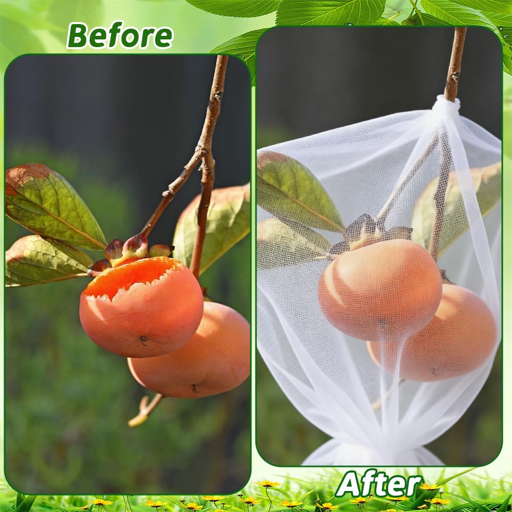 Bird Netting for Garden Protection, 2 Pack Garden Netting Pest Barrier with Drawstring 3.3Ftx4.9Ft Blueberry Bushes Fruit Tree Netting Garden Plant Protection Mesh Covers for Vegetables Bushes Flowers