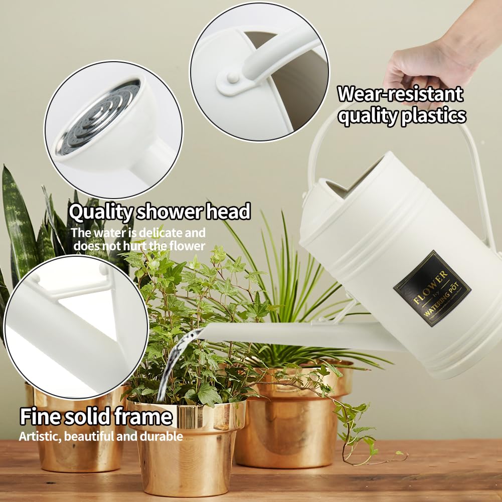 0.5 Gallon Small Watering Can for Outdoor Indoor Plants for House Plants, 12 oz Glass Plant Mister Spray Bottle for Bonsai Garden Flowers (White)