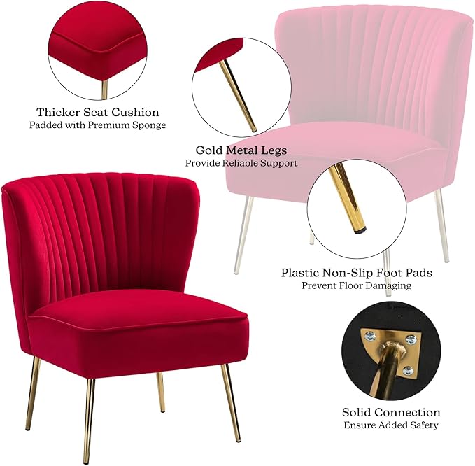 HULALA HOME Velvet Accent Chair, Modern Upholstered Cute Side Chair