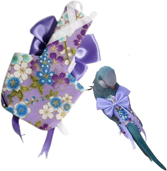 Bird Diaper Parrot Washable Diapers, Parrot Flight Suit, Reusable Nappies for Parakeet Cockatiel Mini Macaw Budgie Conure Lovebird (Purple,2XL)
