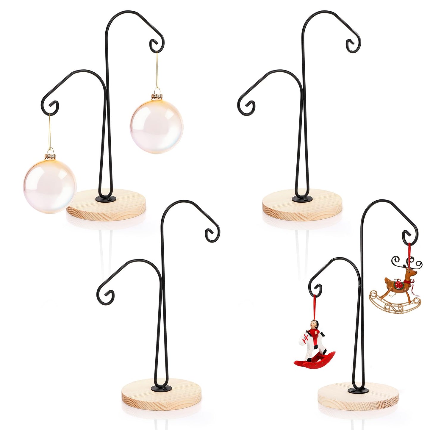 WRINGKIT 4 Pack Ornament Display Stand, Ornament Hanger Stand with 2 Arms, Metal Air Plant Flower Holder, Hanging Terrarium Stand for Christmas Halloween Decoration, Glass Crystal Ball