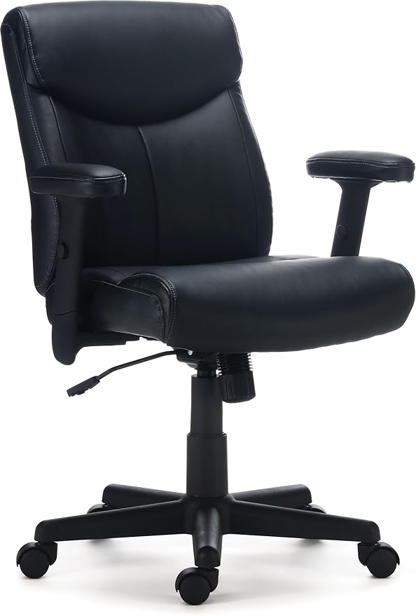 Staples Ergonomic Task Chair, Faux Leather, Adjustable Height