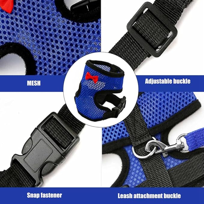 Chicken Harness and Leash Set Adjustable Mesh Breathable Duck Training Harness Pets Leashs for Goose Hen Rooster Parrots Dog Kitten, Purple S