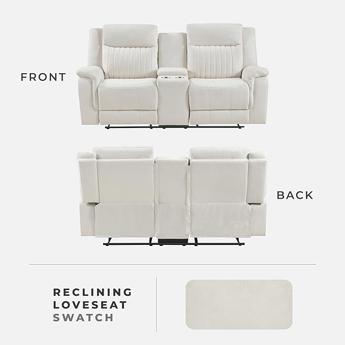 Lexicon Manual Double Reclining Loveseat, Polished Microfiber Manual Wall