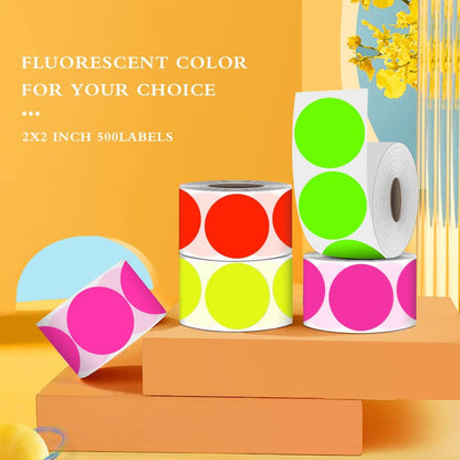 PARLAIM 2" Round Circle Dot Sticker 500pcs Color Coded Labels Permanent Adhesive Writable Surface for Inventory Storage Organizing Moving, Fluorescent Yellow