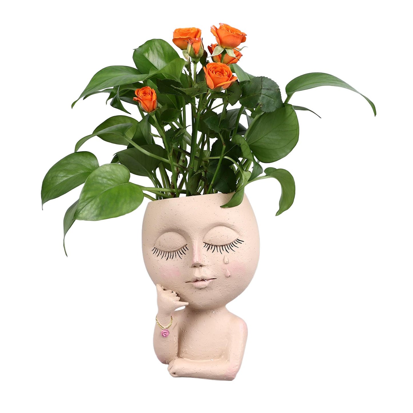 Rjrjc Face Planter Pots Resin Home Head Planter Face Flower Pot Head Planter for Indoor Outdoor Plants with Drainage Hole Sturdy Durable DIY Gift for Garden Balcony Decor