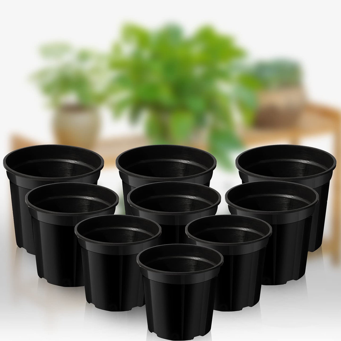 Patelai 100 Pieces Plastic Plant Nursery Pots Reusable Plant Seeding Nursery Pot Flower Plant Containers Seed Starting Pots for Gardens, 3 Sizes (Black)