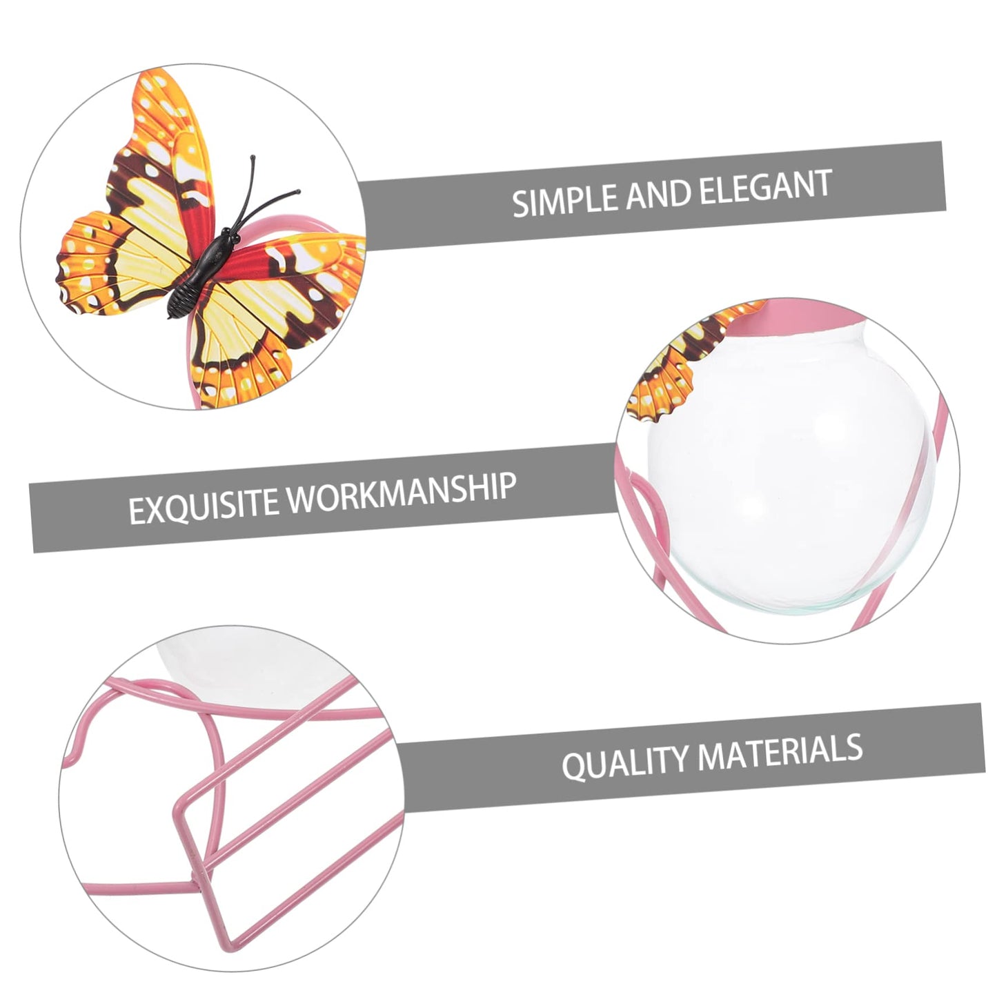 VINTORKY Hydroponic Vase Shape Plant Stand Iron Bonsai Pothos Glass Heart Shape Planter for Terrarium Plants Home Decor