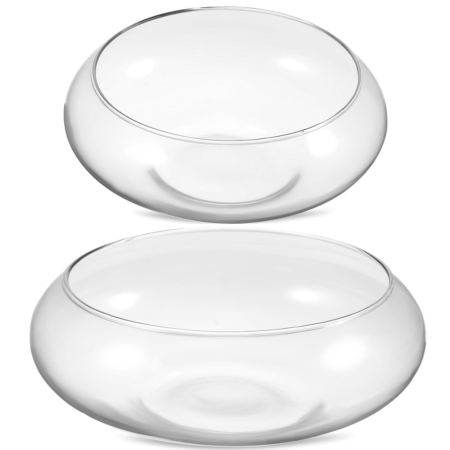 Gatuida 2pcs Glass Vase Bowls Clear Fish Bowls Wide Mouth Flower Vase Round Terrarium, Glass Hydroponic Planter Floral Container for Water Lily Plants Table Centerpiece