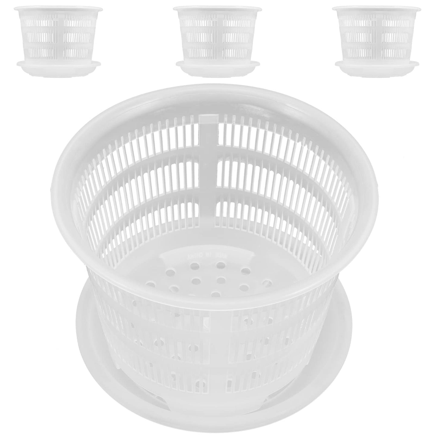 GANAZONO 4Pcs Plastic Orchid Pots with Drainage Holes 6.5 Inch Clear Succulent Nursery Planting Pots for Indoor Garden Balcony Decor