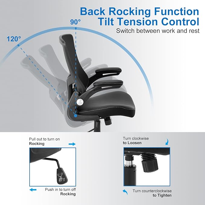 Office Chair Ergonomic Desk Chair, Computer PU Leather Home Office Chair