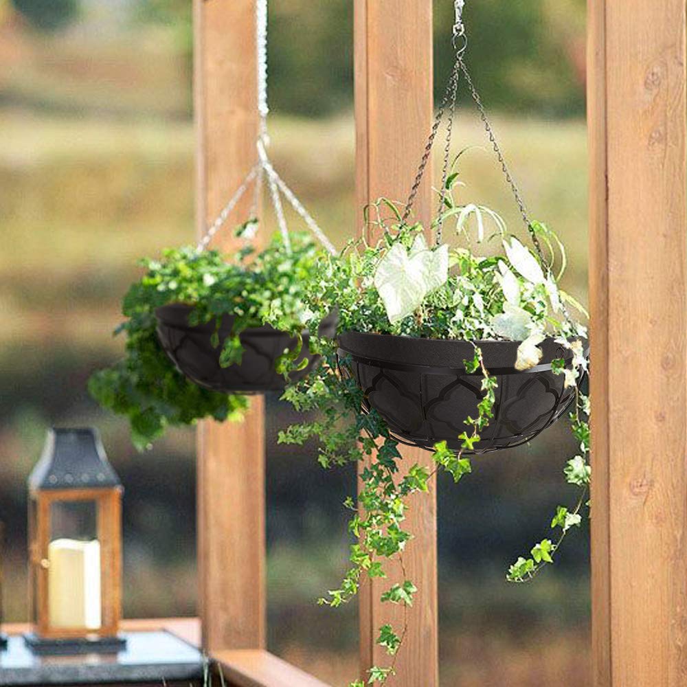 Non-Woven Fabric Plant Grow Bags Replacement Coco Liner Window Basket,Trough Shaped Wall and Deck Mount Planters,Round Hanging Basket (10-Pack, 14)
