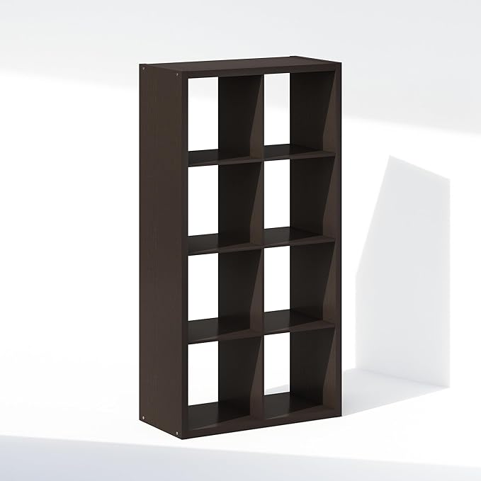 Furinno Simple Cube Storage Organizer, 8-Cube Display Shelf, Open Back Shelving
