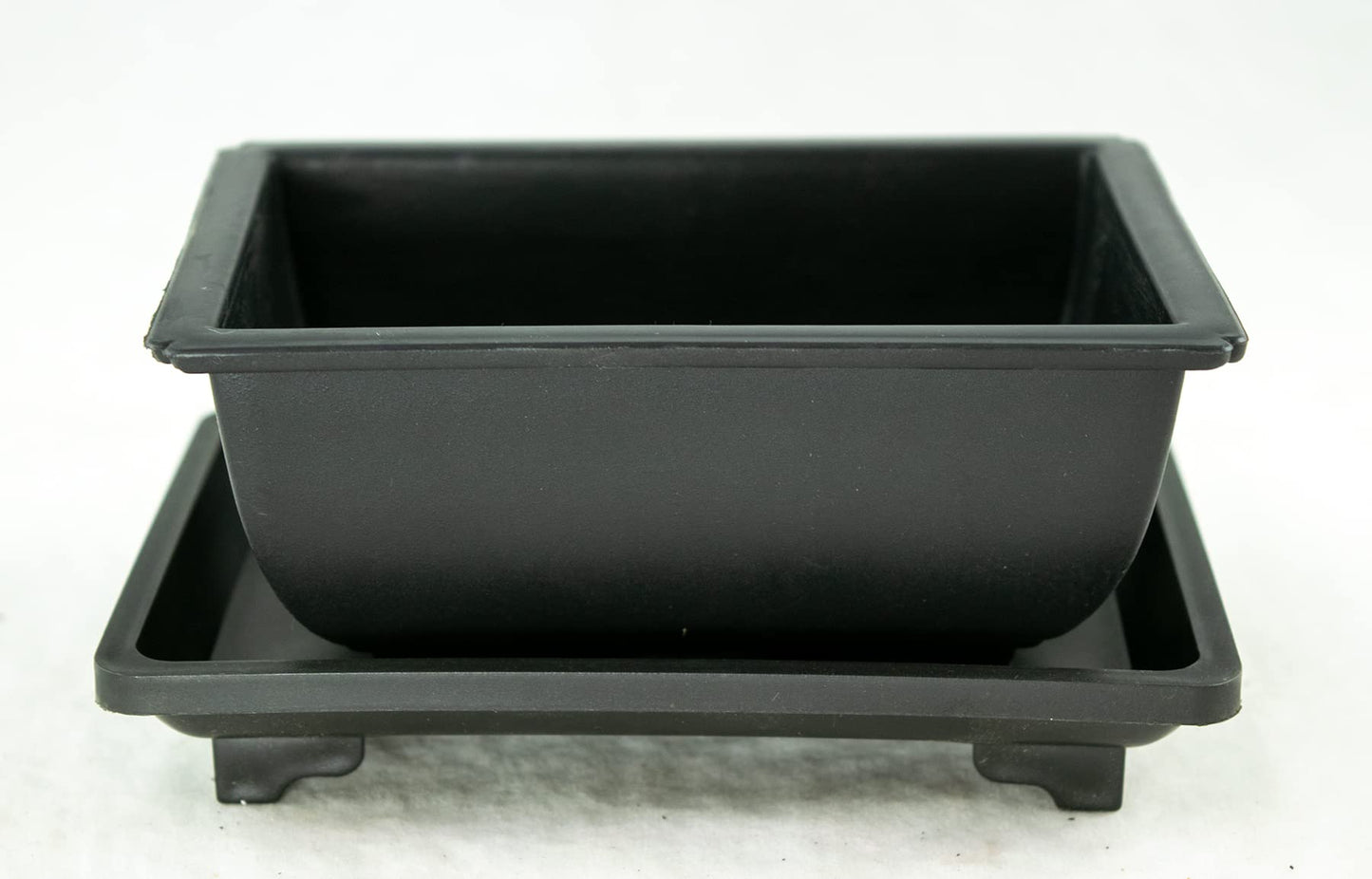 8 Sets Rectangular Plastic Shohin Bonsai Training Pot, Cactus & Succulent Planter + Tray 5 inches x 3.5 inches x 2 inches , Black