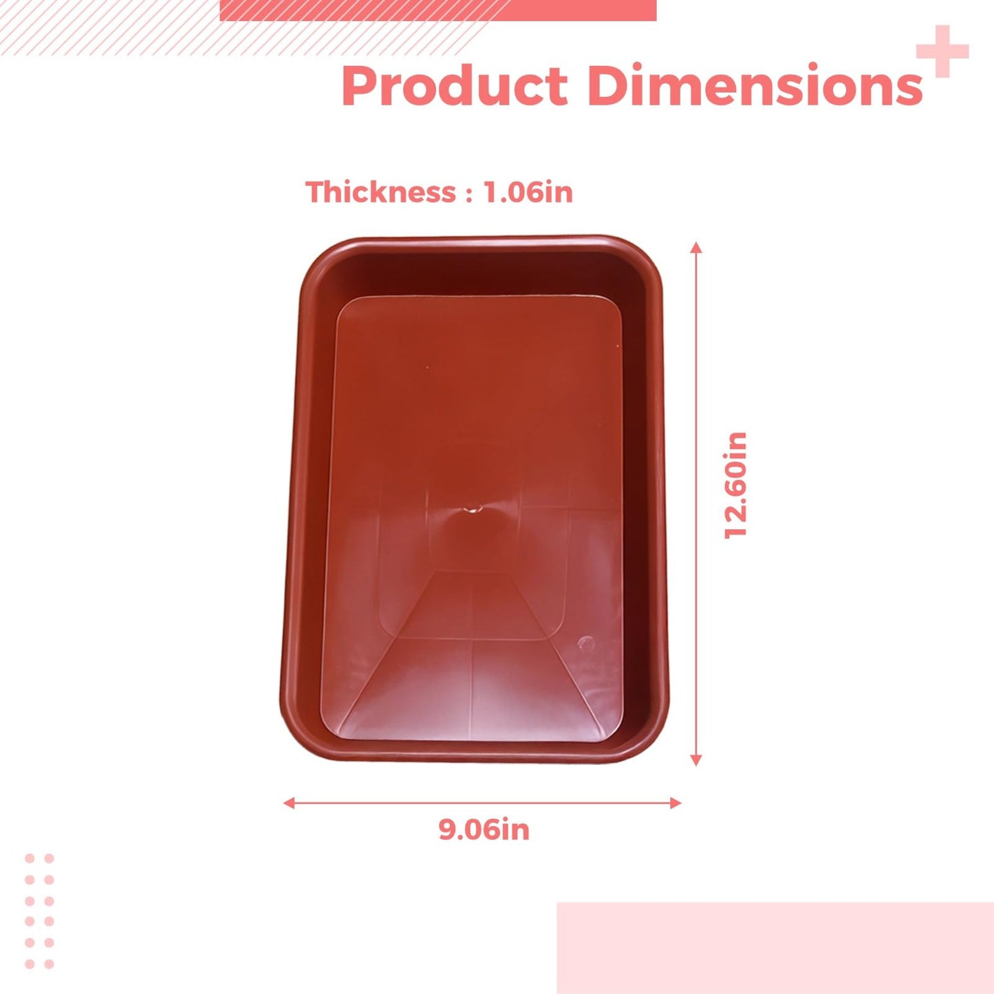 Toyosport 5 Pcs Square Plant Saucers, 12 Inch Plant Trays for Indoor, Sturdy Plastic Water Receiving Trays, Ideal for Indoor and Outdoor Pots, Prevents Water Spills and Protects Surfaces