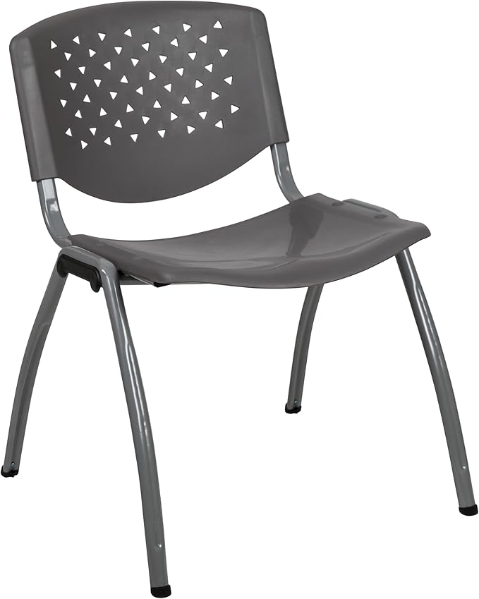 Flash Furniture HERCULES Series 880 lb. Capacity Gray Plastic Stack Chair