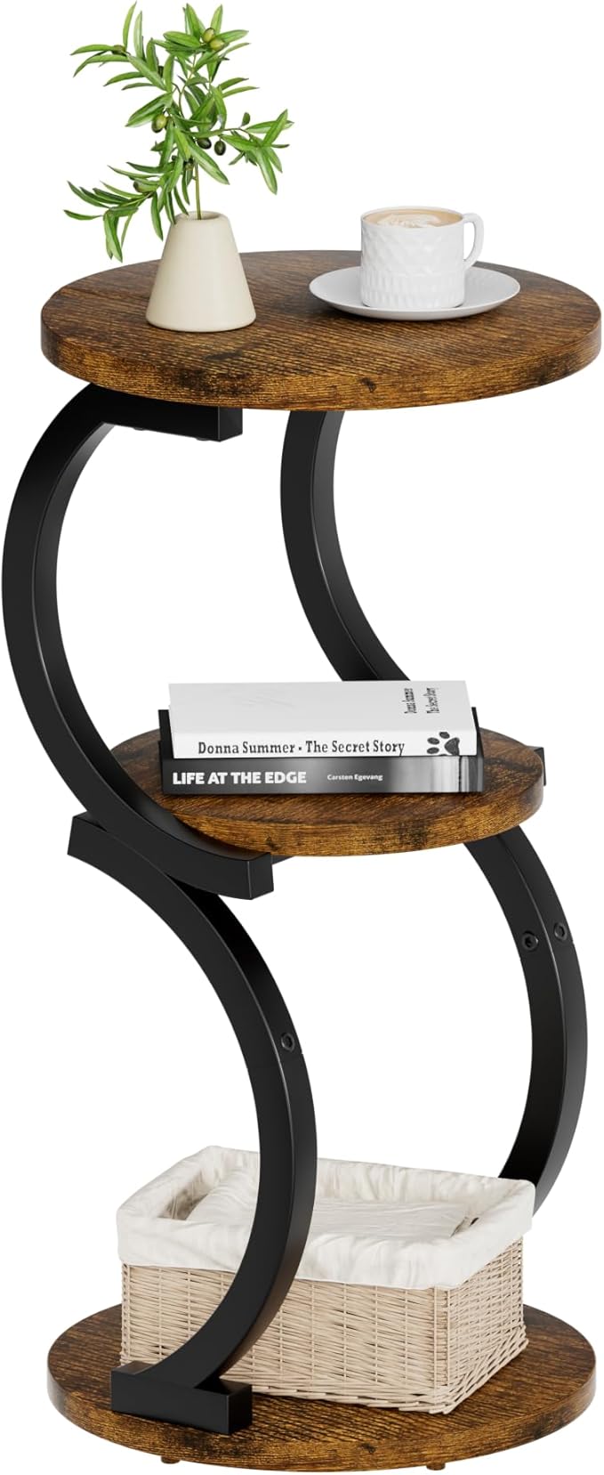 Small Side Table, 3-Tier Round End Table