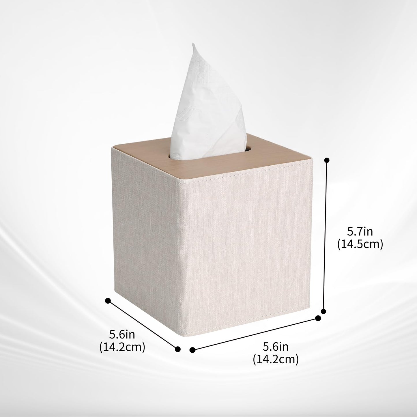 MOCHTERO Modern Square Tissue Box Cover, Decorative Bathroom Facial Tissue Holder,for Living Room, Car, Bedroom, Office,etc. Beige