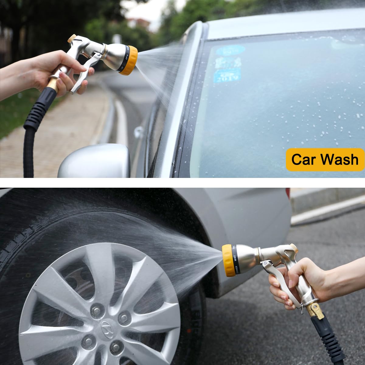 FANHAO Garden Hose Nozzle Heavy Duty, 100% Metal Water Hose Nozzle Sprayer High Pressure Spray Nozzle with 7 Spray Patterns for Watering Garden, Washing Cars and Showering Pets