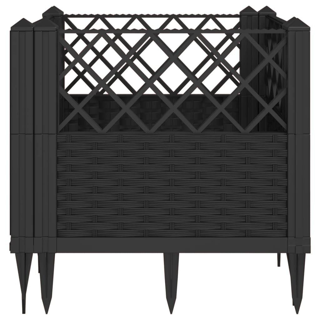 Makastle Garden Planter, Decorative Outdoor Flowerpot for Vegetables, Flowers and Succulents in for Patio, Front Porch, 17.1x17.1x17.1 in Black Polypropylene