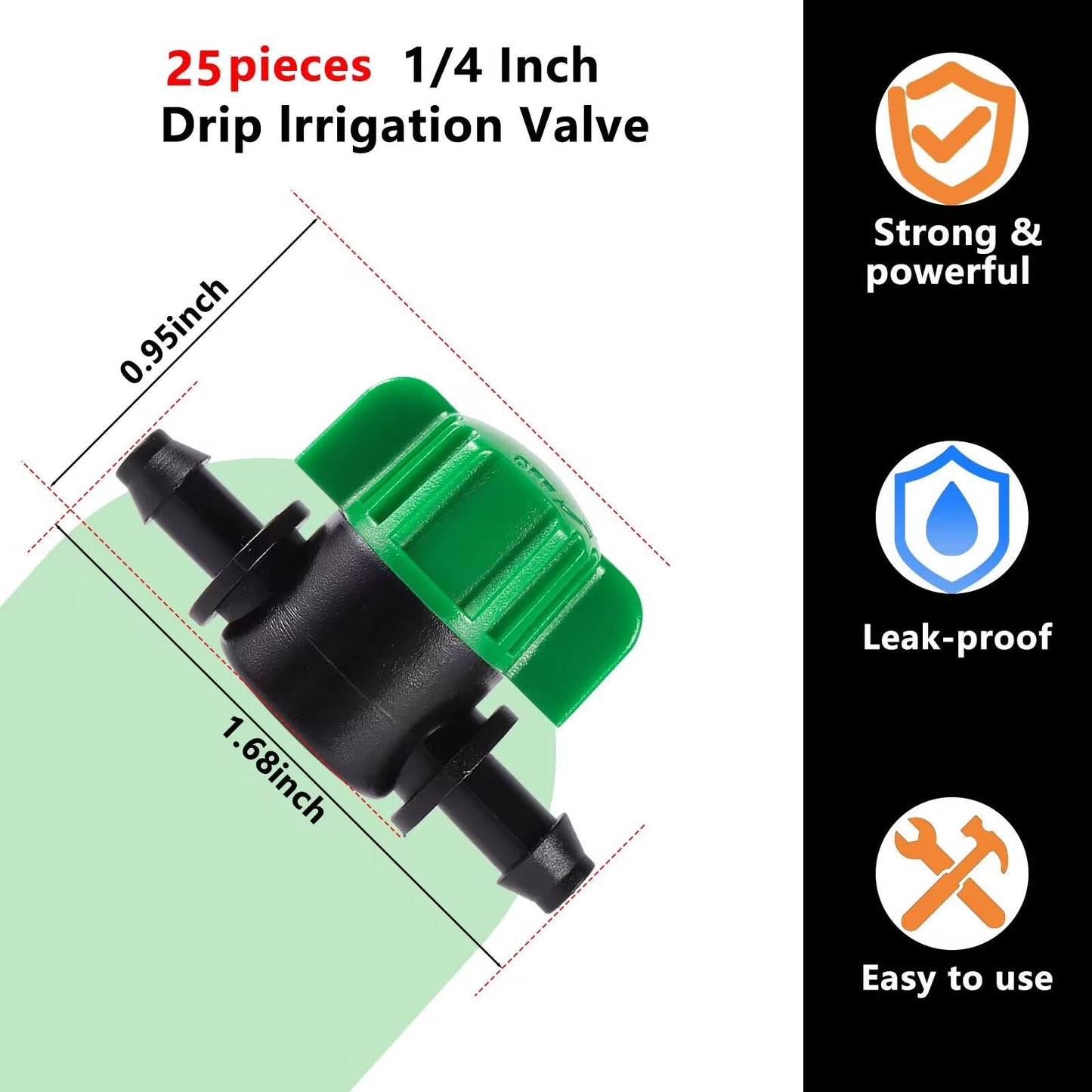 NRWRTY 1/4 Inch Drip Irrigation Shut Off Valves, 25 Pack 1/4" Drip Irrigation Valve, Flow Control Valves for Garden, Greenhouse, Lawn, Patio Drip Sprinkler System