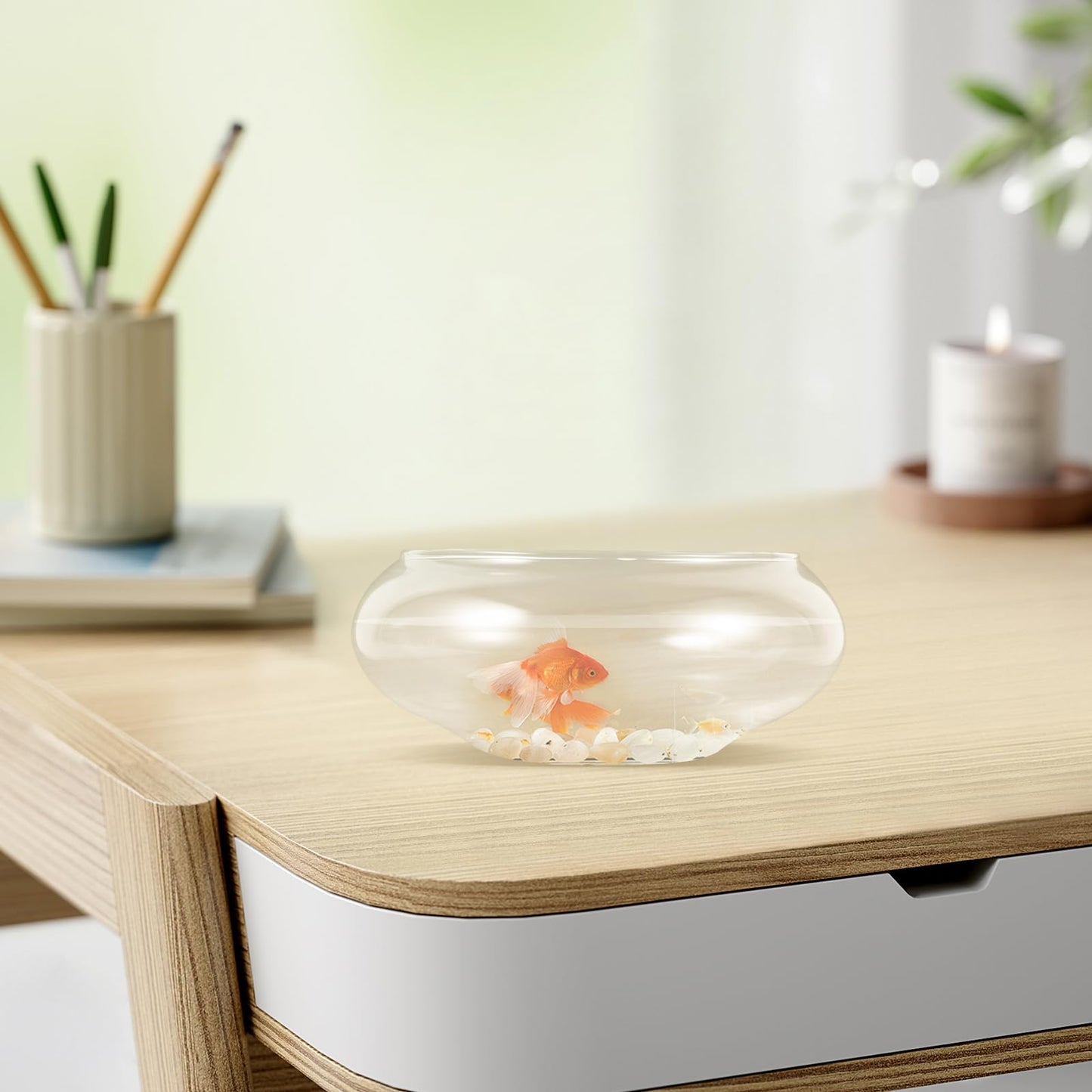 GANAZONO Clear Fish Bowl Vase Bubble Bowl Round Shallow Planter Glass Hydroponic Planter Floral Container for Table Centerpiece Wedding Event 15cm