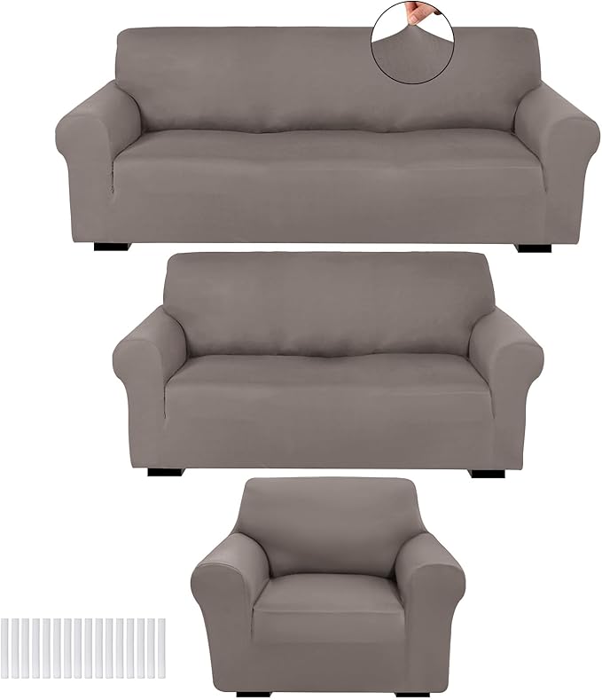 Peryiter 3 Pcs Couch and Loveseat Covers Set Sofa Cover