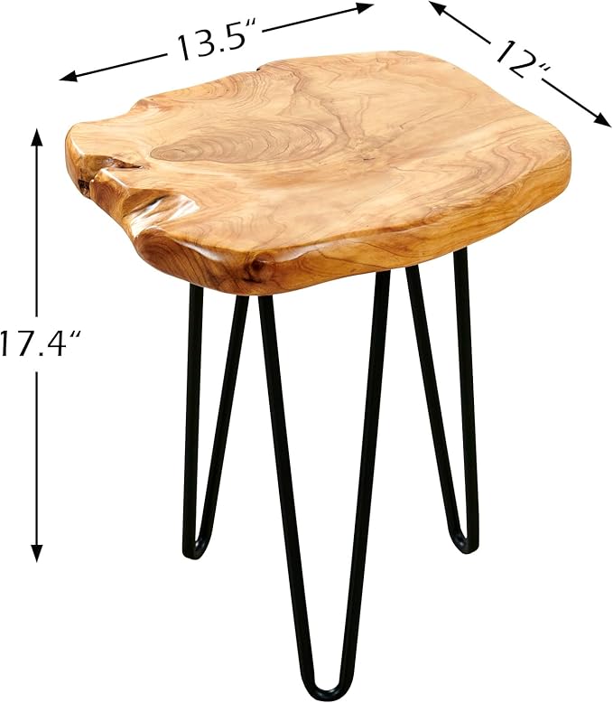 Greenage Cedar Roots Live Edge Side Table 12" x 13.5" x 17.4" Height Natural