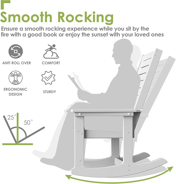 GREENVINES Outdoor Rocking Chair Set | 3-Piece | 2 Rocking Chairs