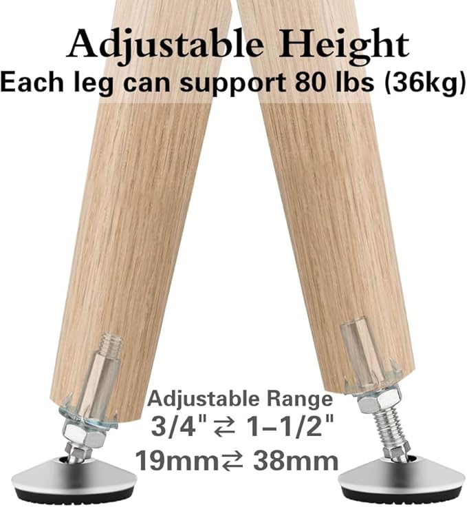 4 Set M10 Swivel Adjustable Leveling Feet, Heavy Duty Height Adjuster Furniture