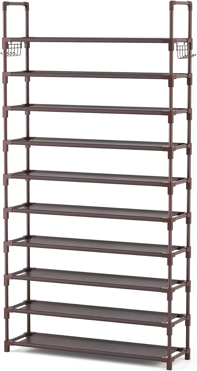 VTRIN 10 Tiers Shoe Rack Tall Large Capacity Wide Shoe Organizer Sturdy Shoe