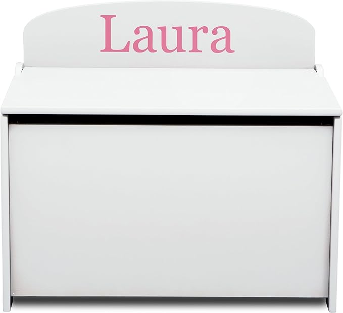 Delta Children Personalized MySize Deluxe Toy Box, Bianca White